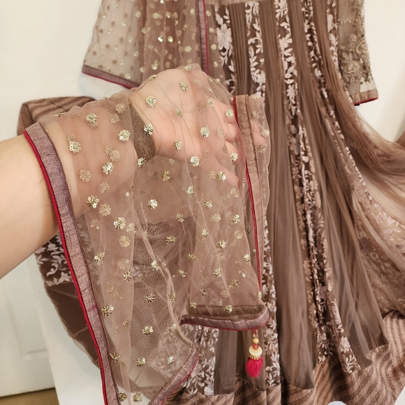 Fancy Anarkali Dress - Mauve - 39" Medium - Picture 10 of 15